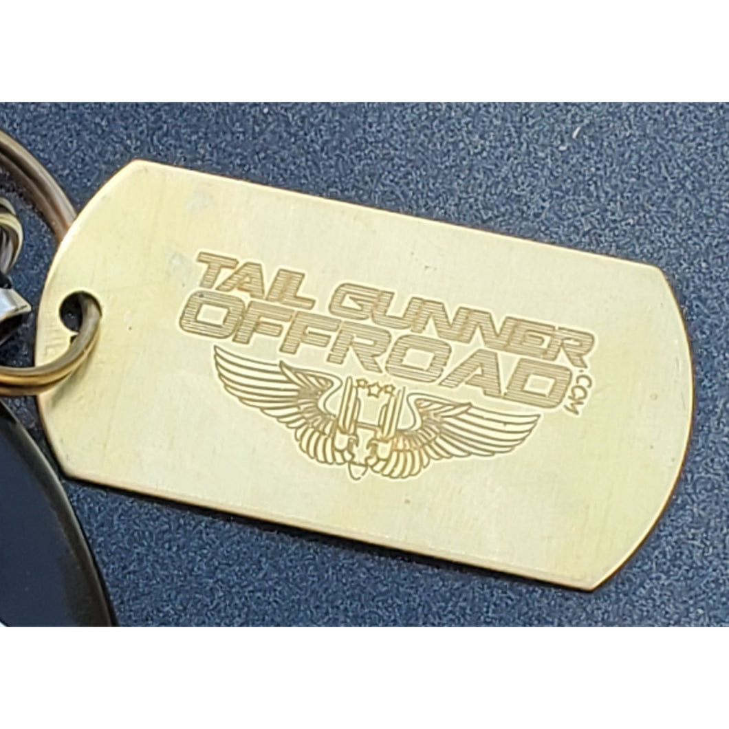 Tail Gunner Off-Road brass dog tag key chain